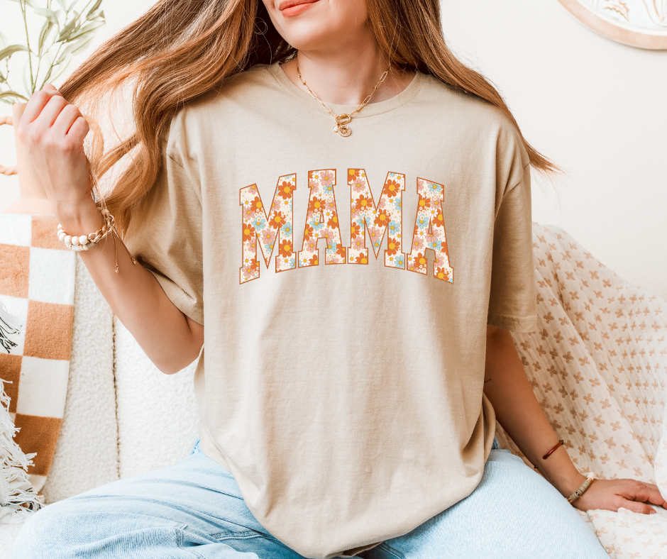 Mama Orange/Blue Floral