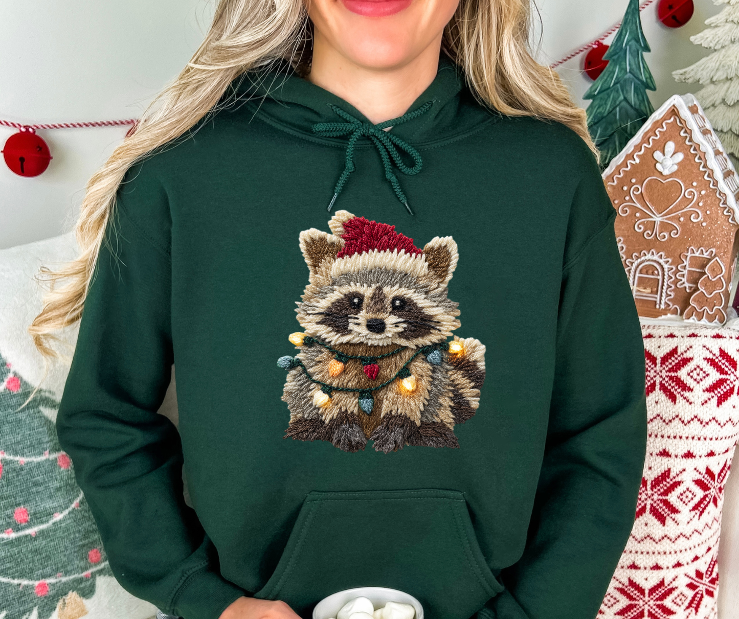 Festive Racoon Knitted Effect