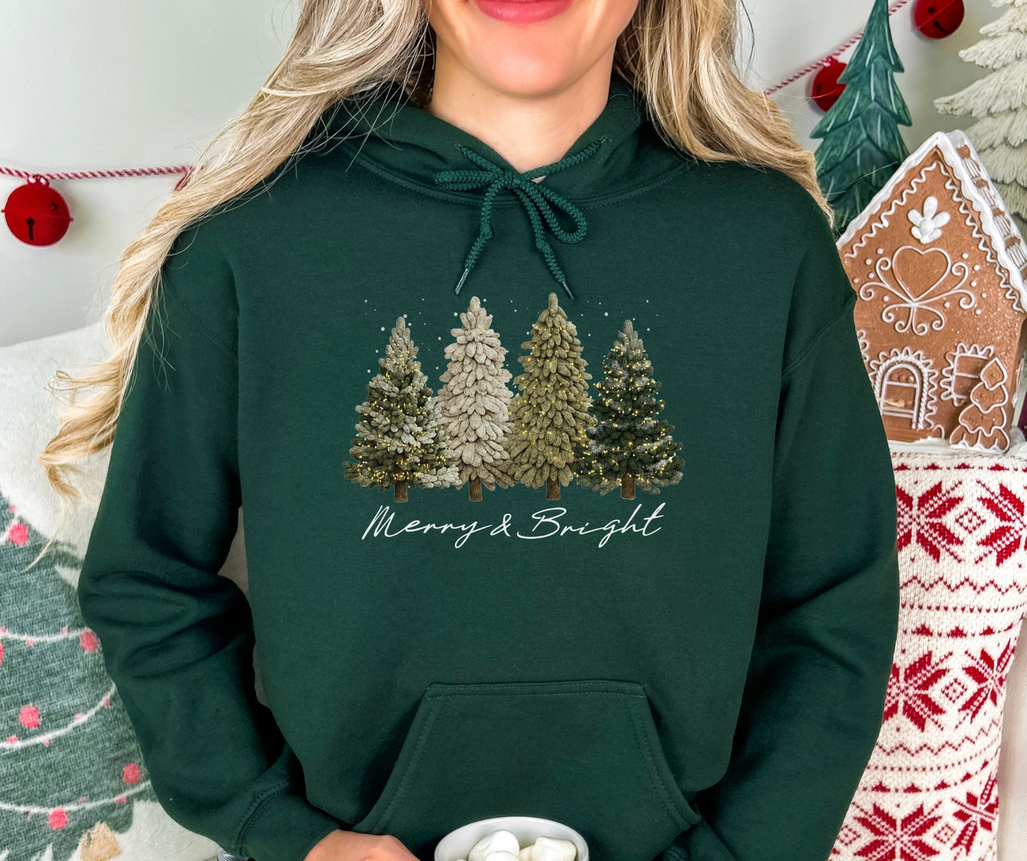 Merry and Bright Festive Green Trees