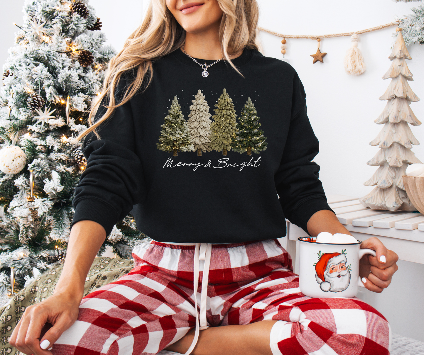 Merry and Bright Festive Green Trees