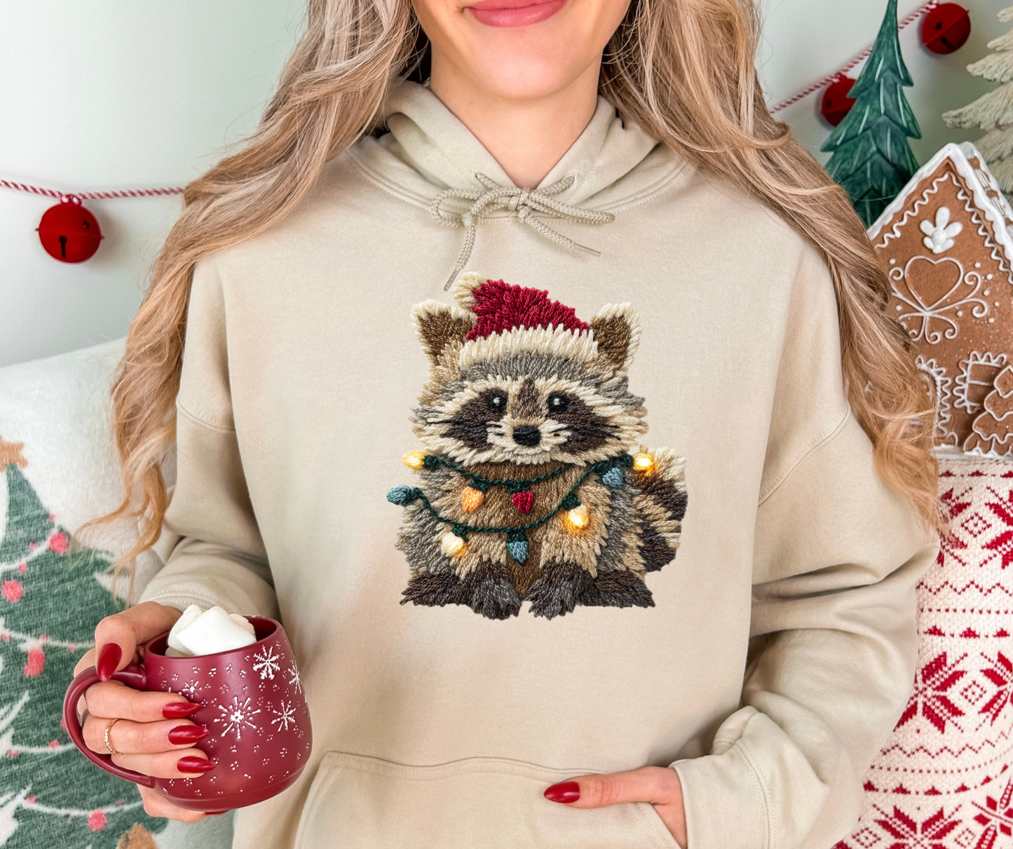 Festive Racoon Knitted Effect