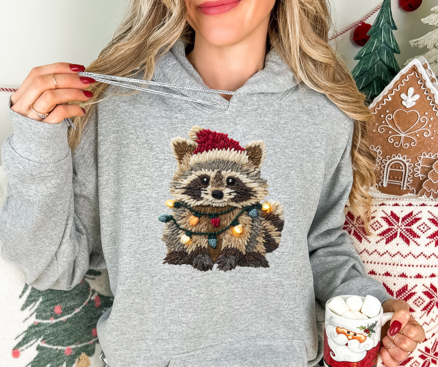 Festive Racoon Knitted Effect
